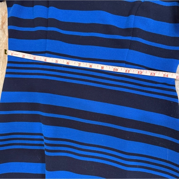 Women’s DRAPER JAMES black/blue stripe flutter sleeve dress. Size small - Picture 9 of 12